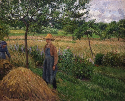 Gardener Standing by a Haystack, Overcast Sky, Éragny 1899