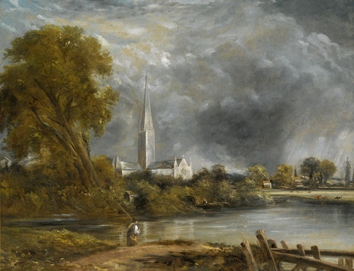 Salisbury Cathedral from the meadows 1821