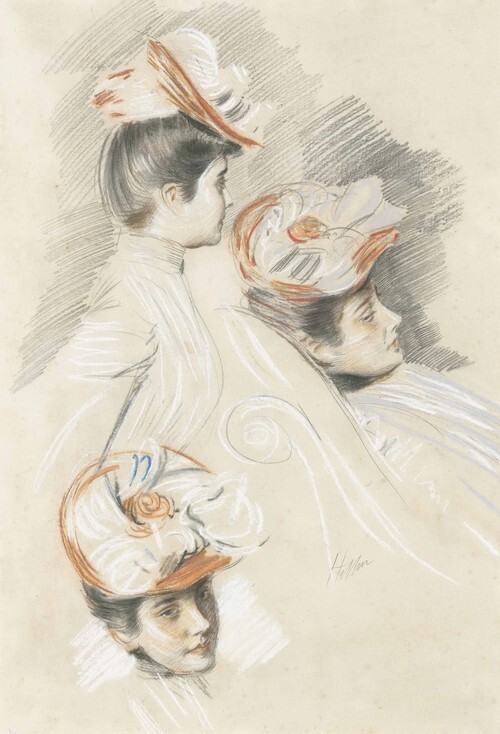 Madame Clarigny. Études de trois têtes 1893