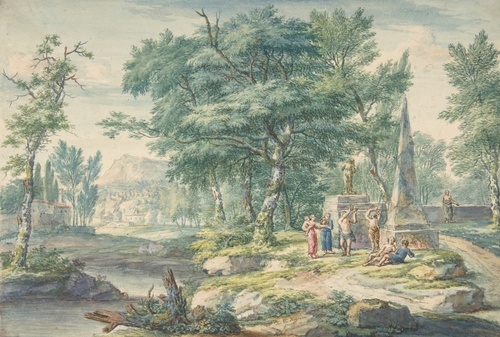 Arcadian Landscape with Figures Making Music