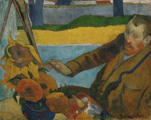 Self-Portrait with a Palette and Sunflowers