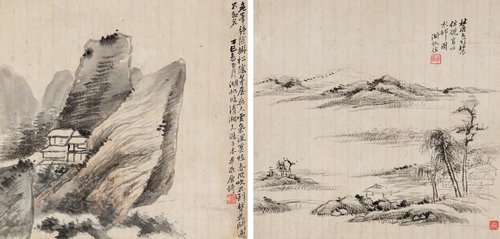 临古山水二帧
