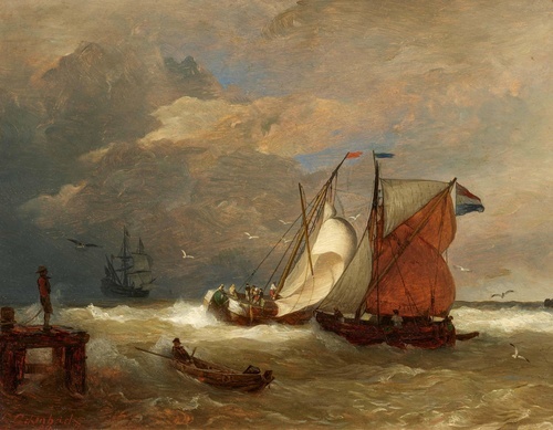 Coastal Sailors on Rough Sea