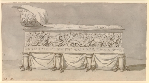 An antique bed with scenes from the life of Hector