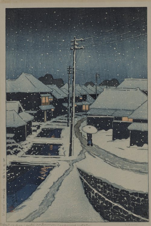 Evening Snow at Terajima Village