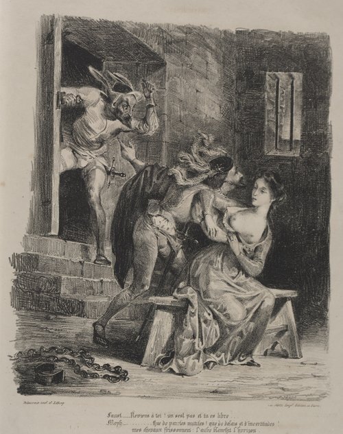 Illustrations for Faust Faust in the prison of Marguerite 1828