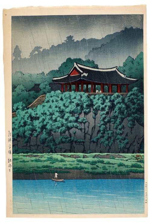 朝鲜风景集 平壤牡丹台 18940年