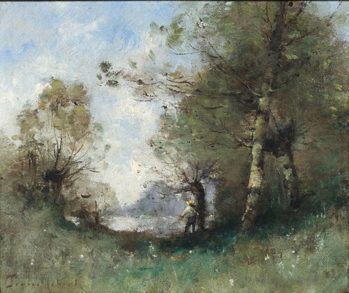 Fisherman Fishing Under a Willow