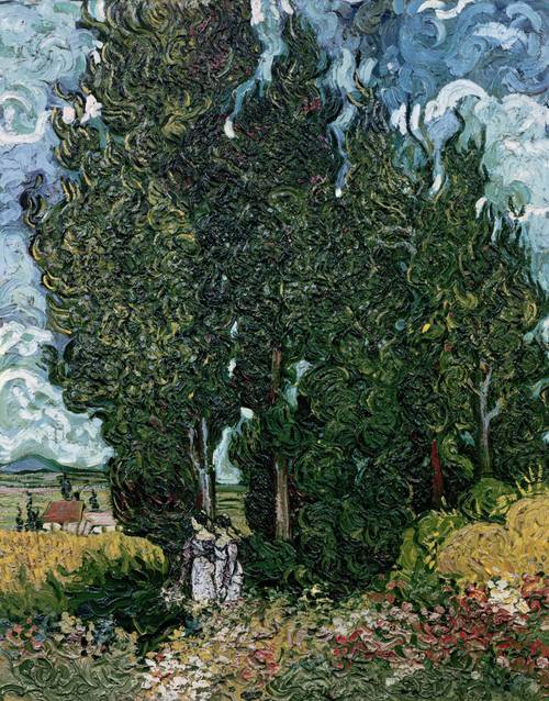 Cypresses with Two Female Figures