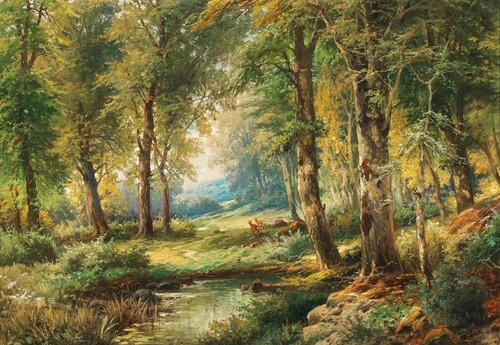 Forest Landscape with Deer