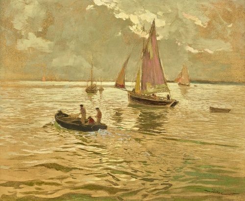 The small boat stirred up waves