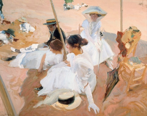 Under the awning, on the Beach at Zarauz 1905