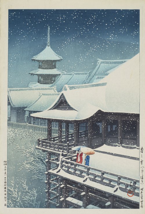 京都清水寺的春雪