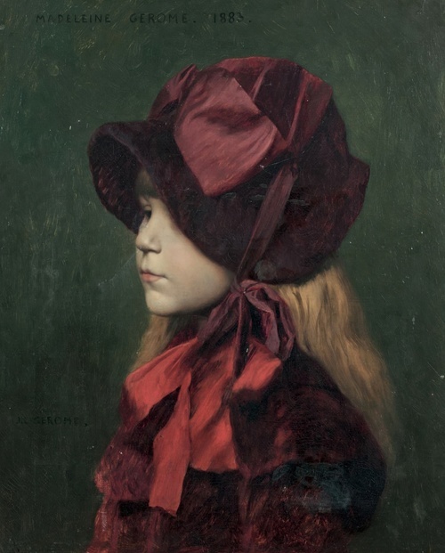Portrait of the little Madeleine Gérôme in hat, profile 1883