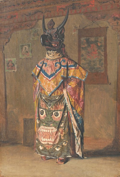 Lama budista en el festival del monasterio de Pemiongchi