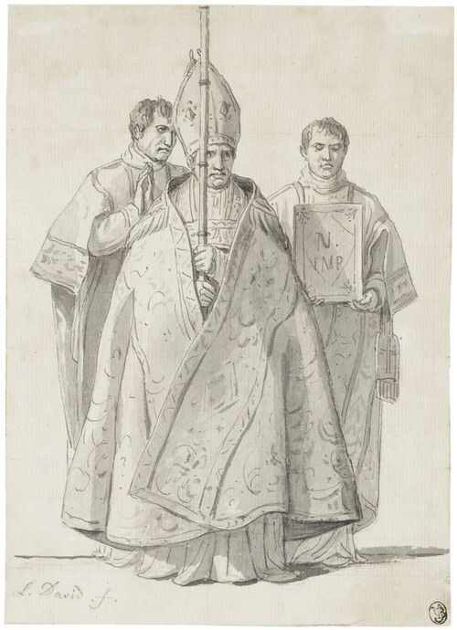 Study of a Bishop and two Clerics for The Coronation of Napoleon