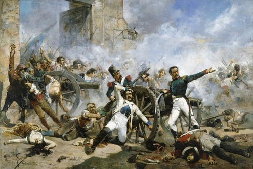 The death of Pedro Velarde y Santillán during the defence of the Monteleon Artillery Barracks