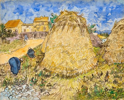Haystacks near a Farm