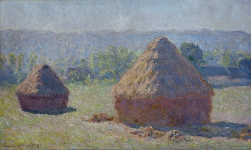 Снопы сена в конце лета, утренний эффект
