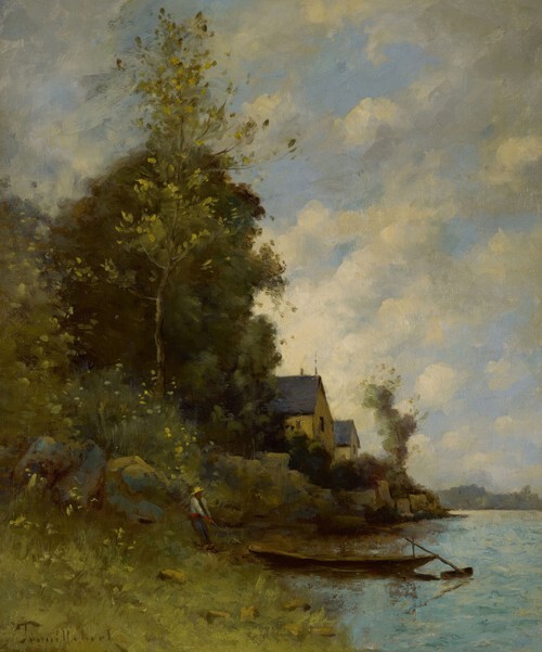 The Loire at Montsoreau (or Fisherman Pulling His Boat)