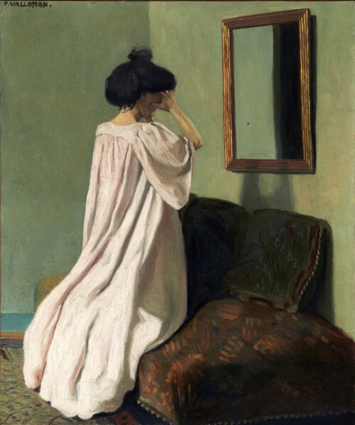 Gabrielle Vallotton Kneeling Before a Mirror