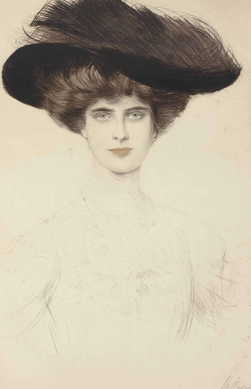 Elegant Woman with Feather Hat