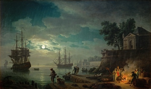 Hamn i månljus