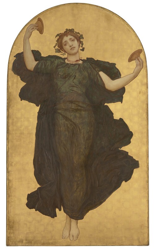A Dancing Girl with Cymbals in a Green Robe
