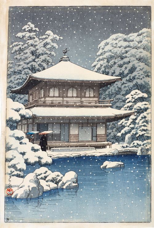 Snö vid Ginkaku-ji
