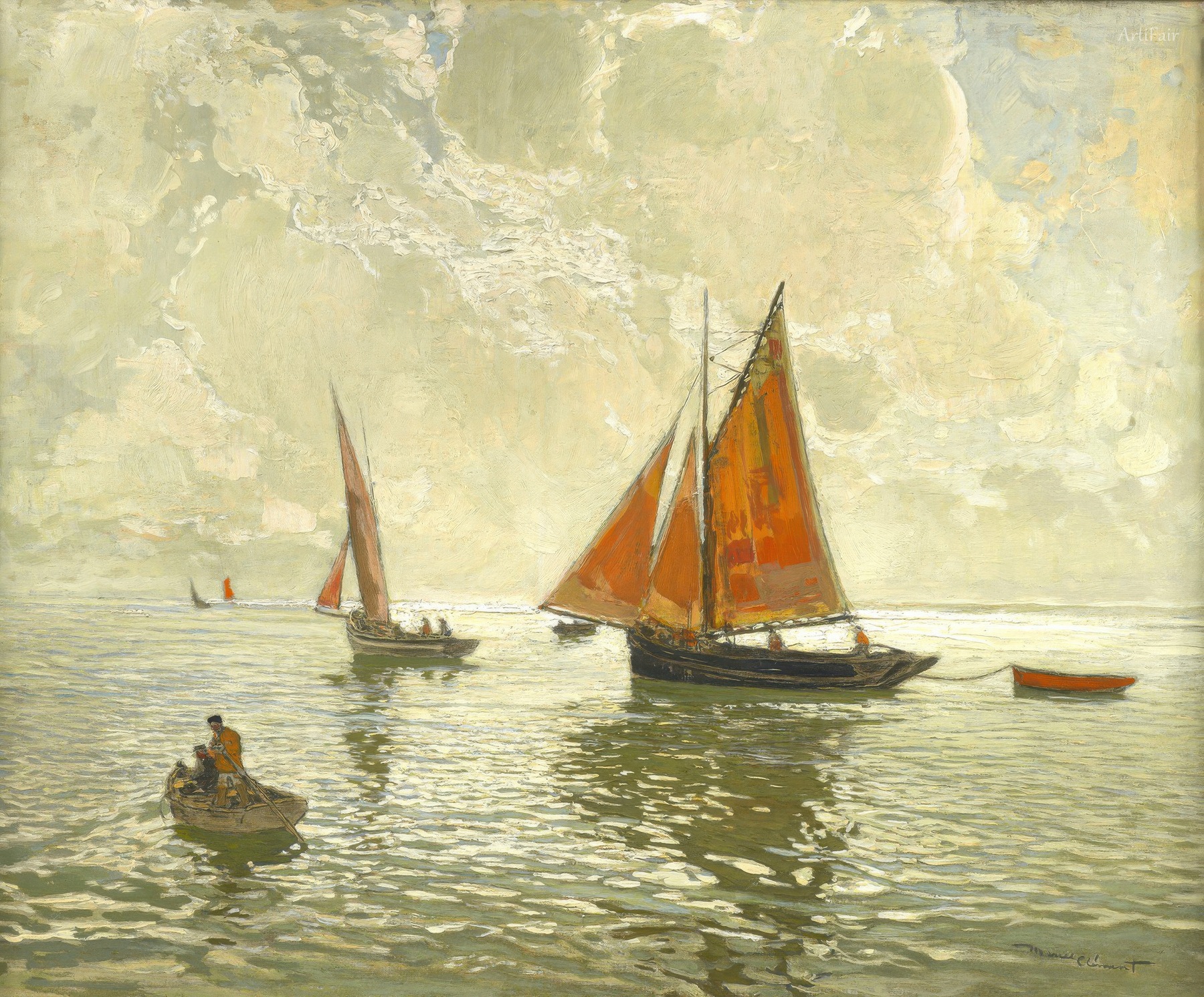 The water surface at dusk
