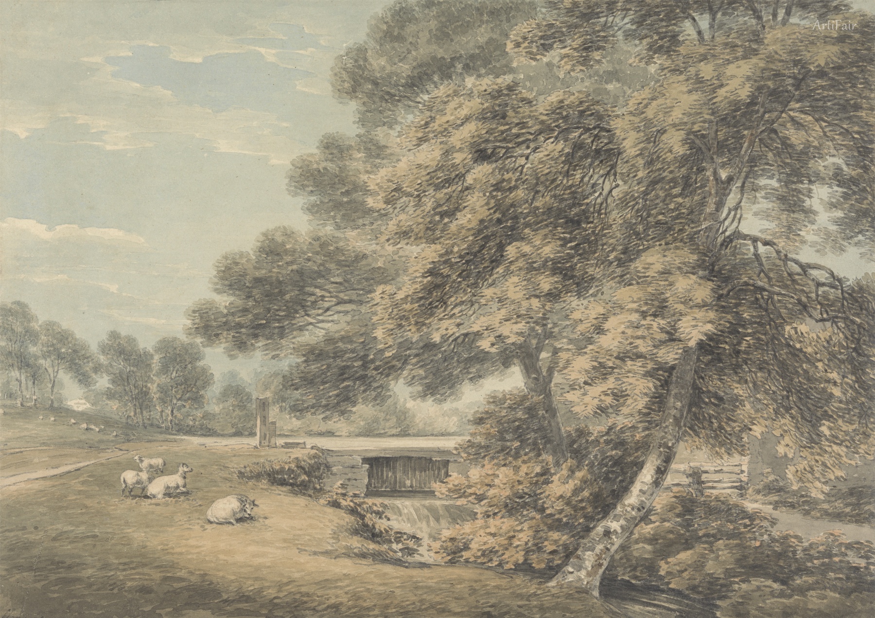 The Trees and River in the Park at Coleorton Hall, Leicestershire