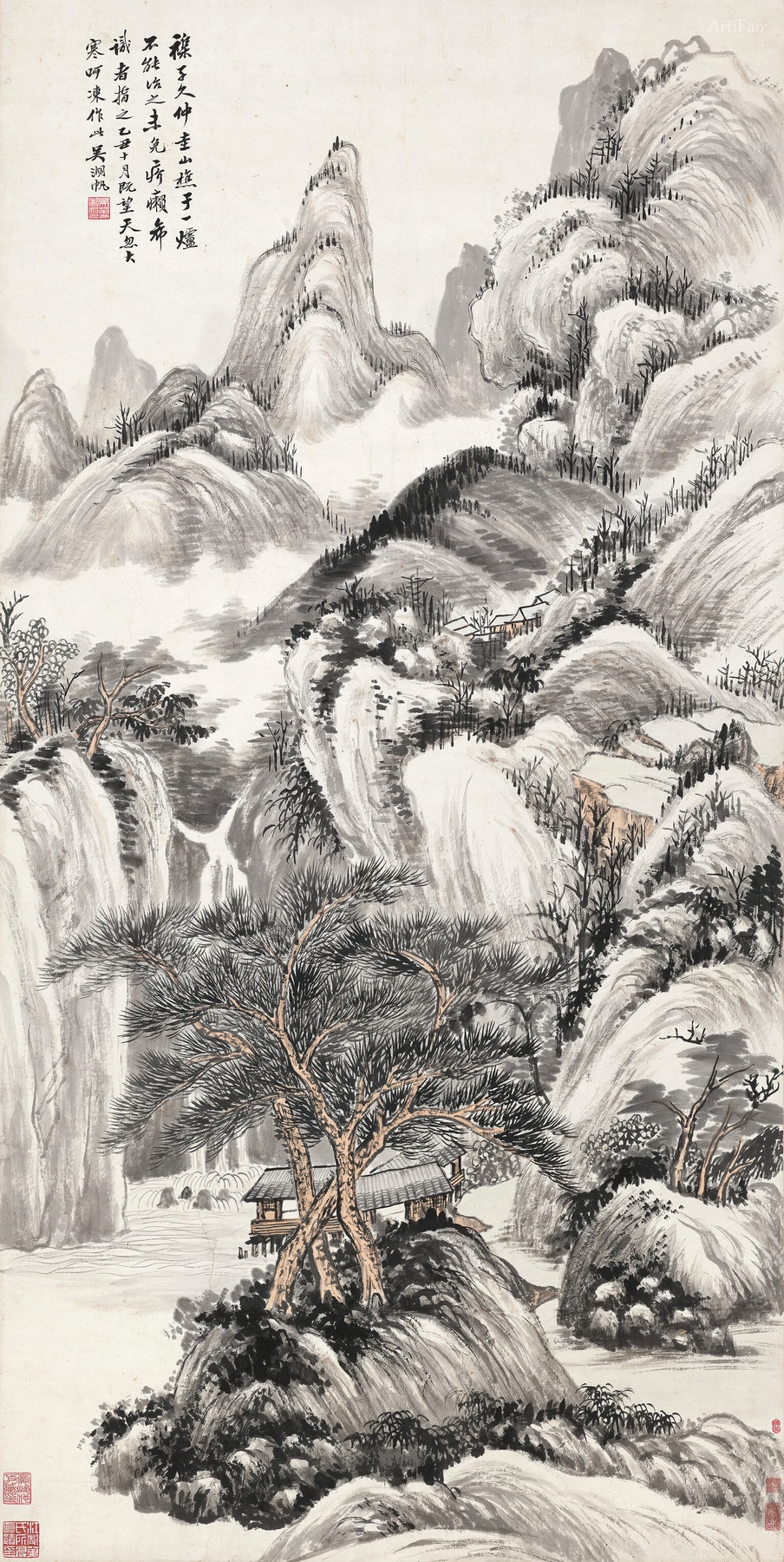 Painting of Pine Wind and Flying Waterfalls