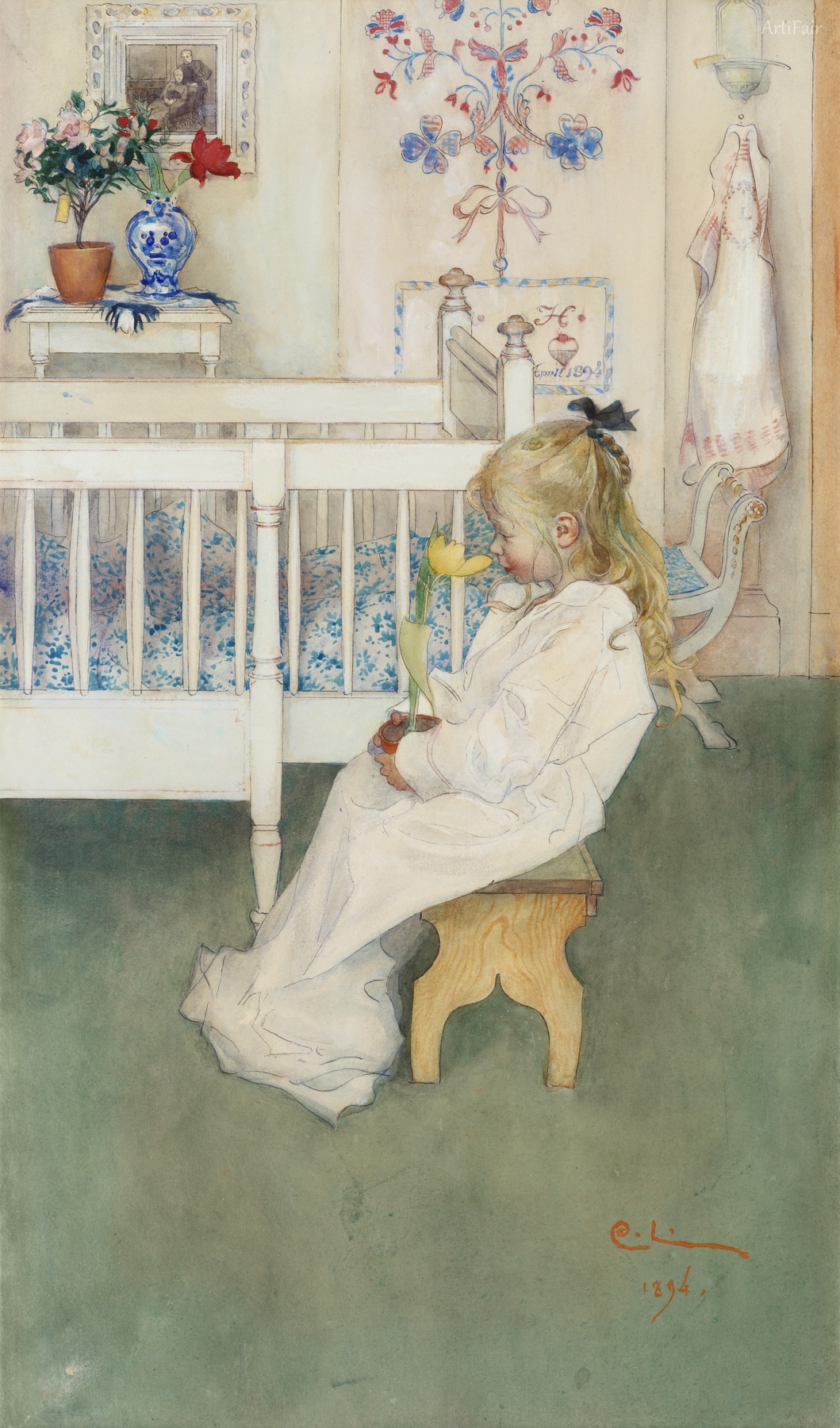 Girl with Yellow Tulip