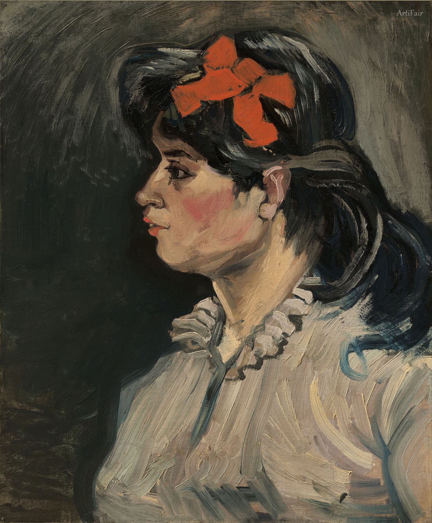 Portrait of a Woman with Red Ribbon