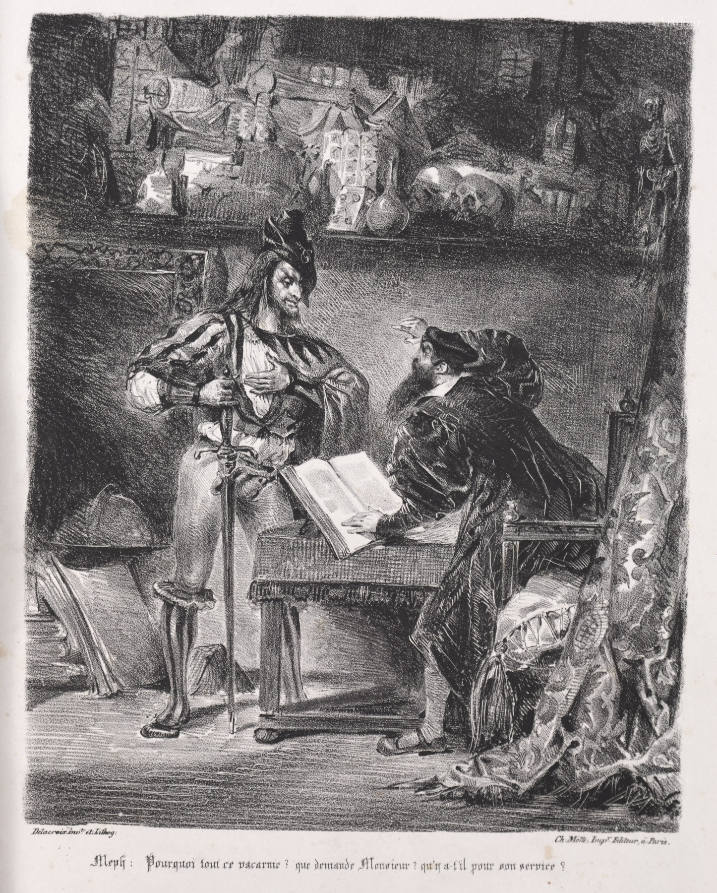 Illustrations for Faust Méphistophélès visits Faust