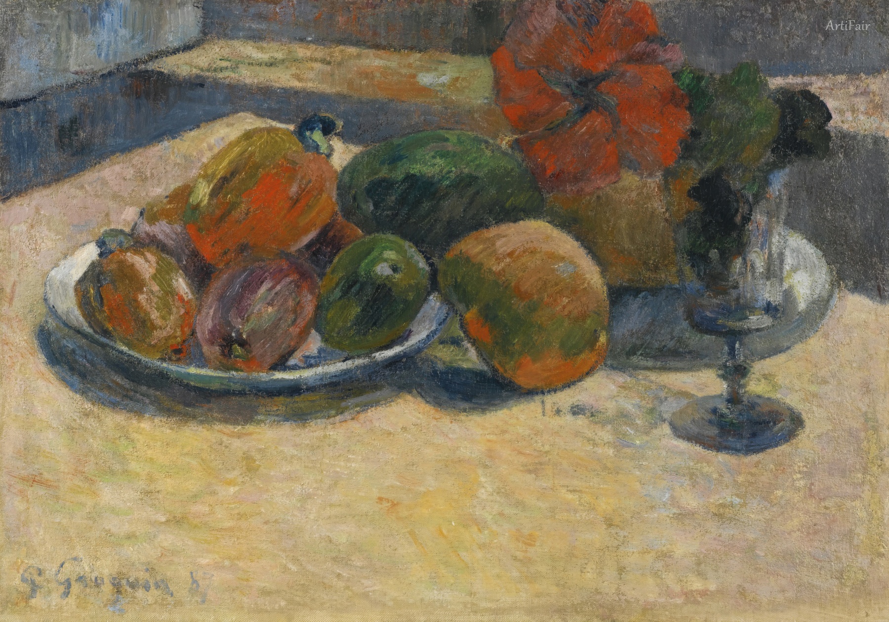 Still Life with Mangoes and a Hibiscus Flower