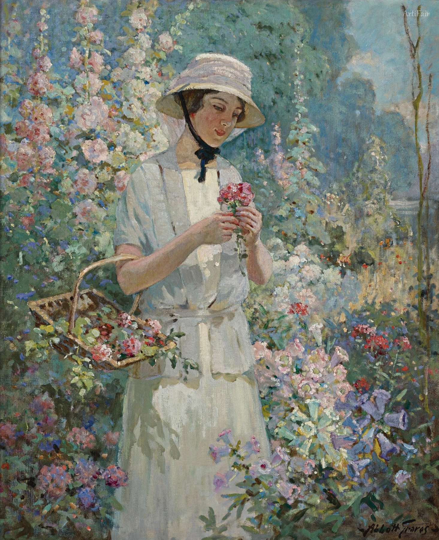 Woman with Flower Basket