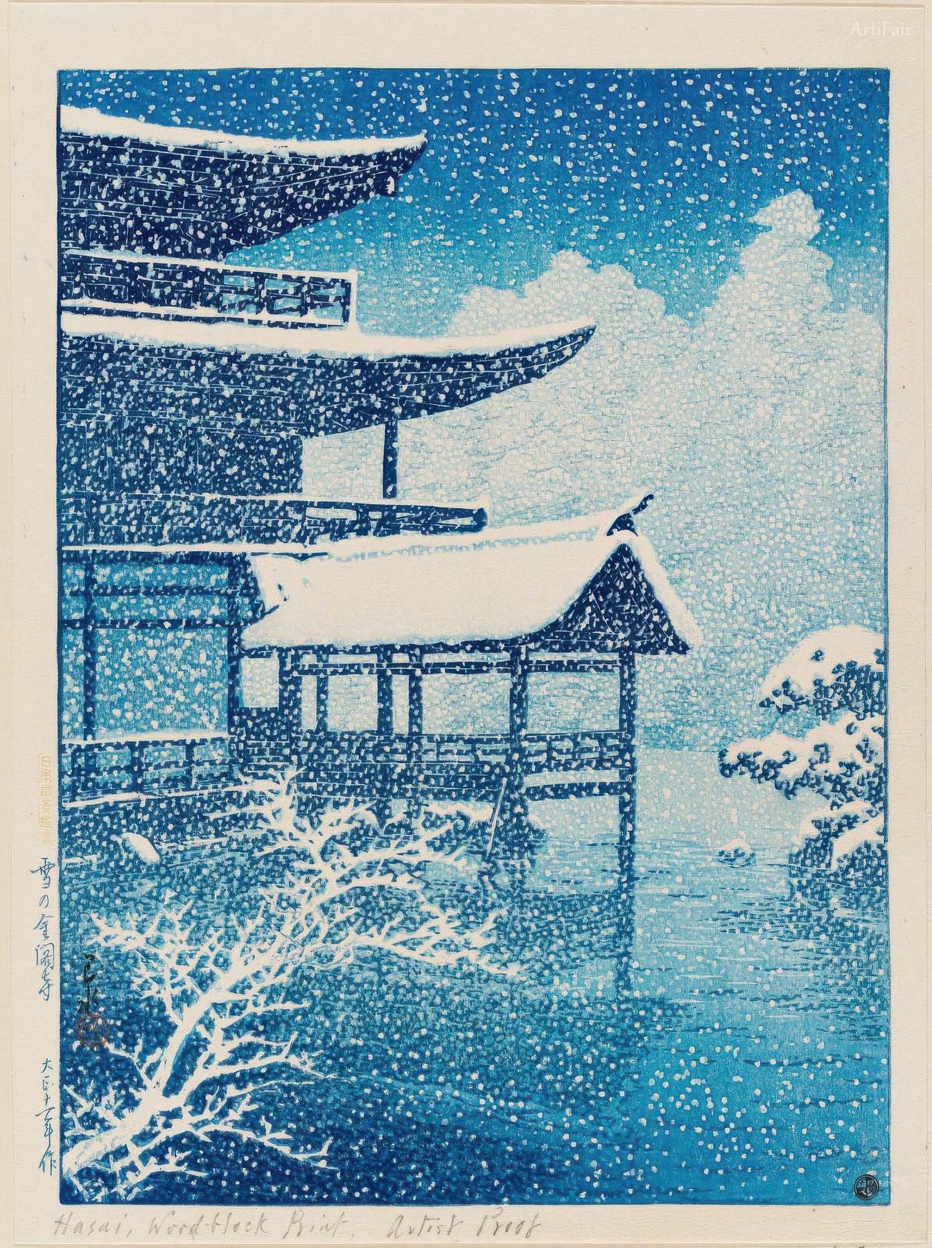 Sníh u Kinkaku-ji
