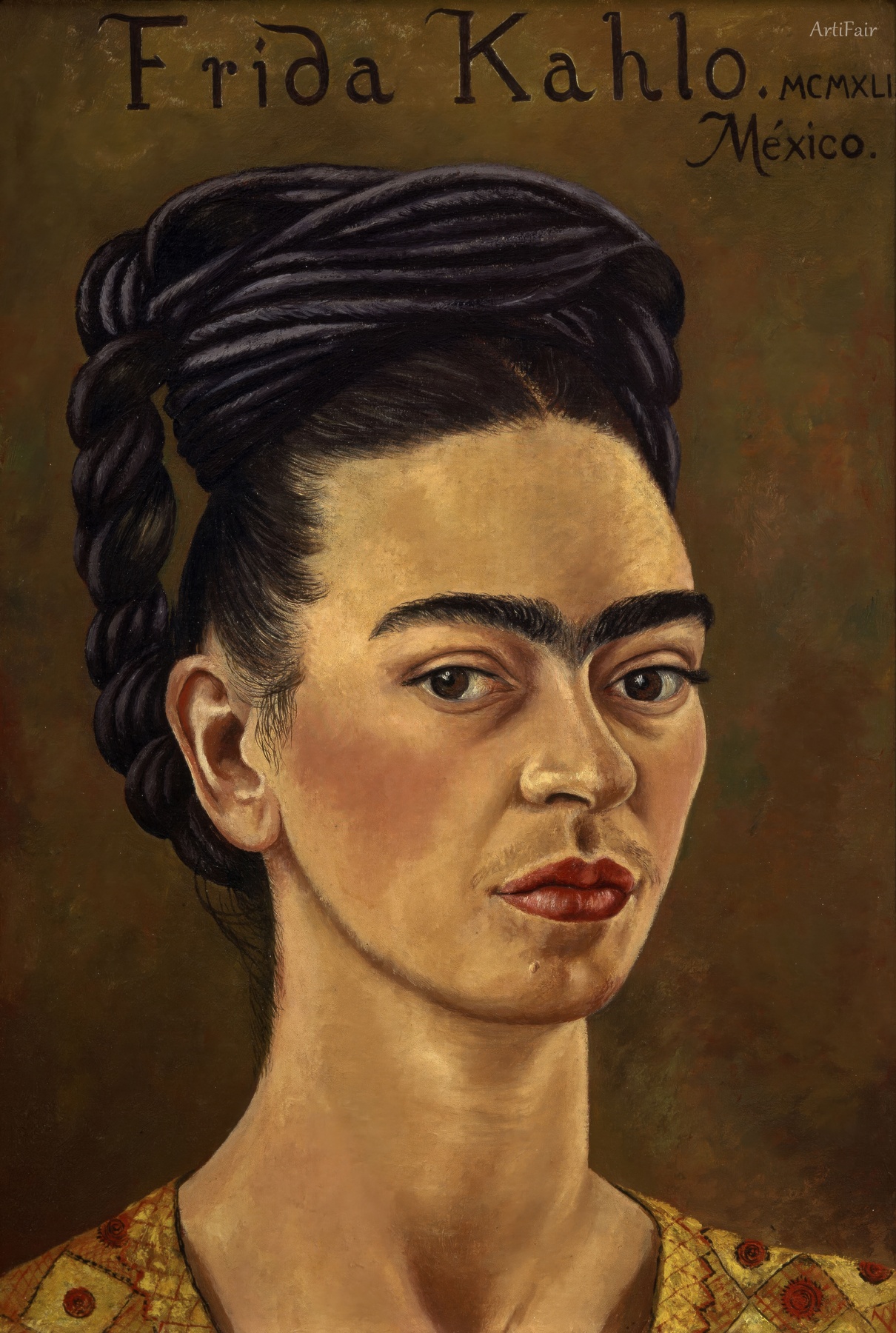 Self-Portrait with a Red and Gold Dress