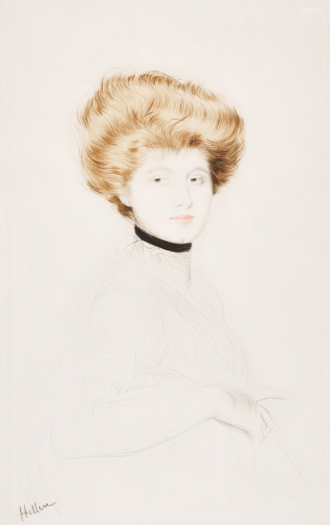 Donna con colletto di velluto