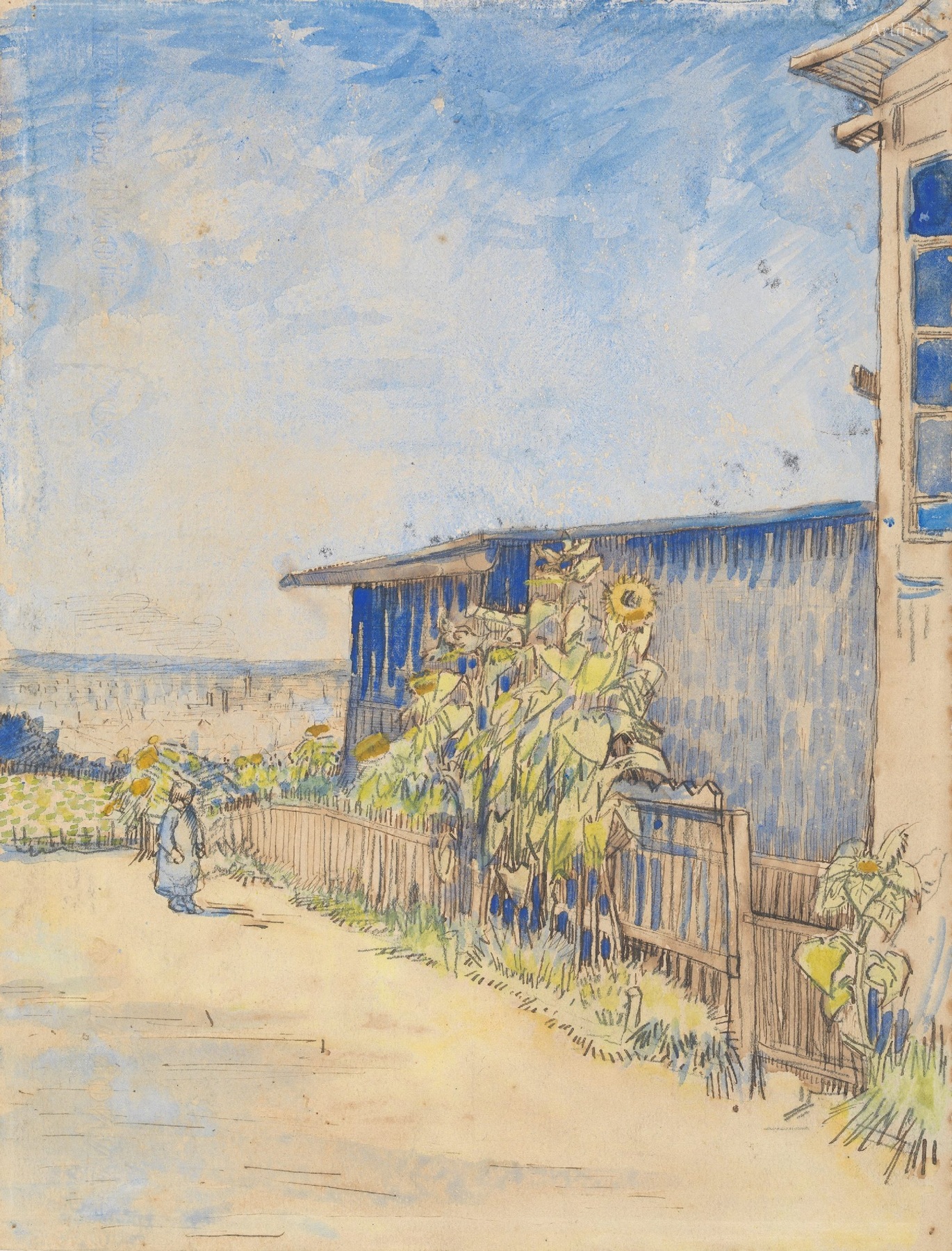 Montmartre Path with Sunflowers