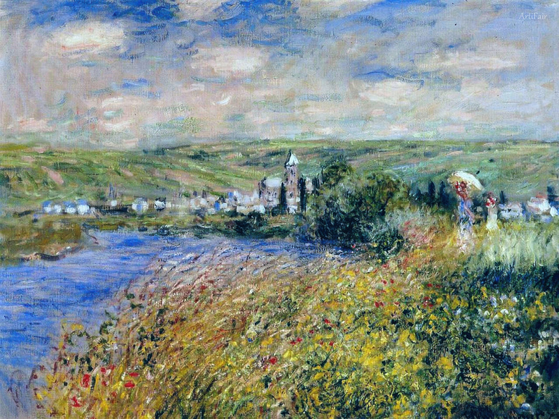 Vetheuil pohled z ostrova Saint Martin