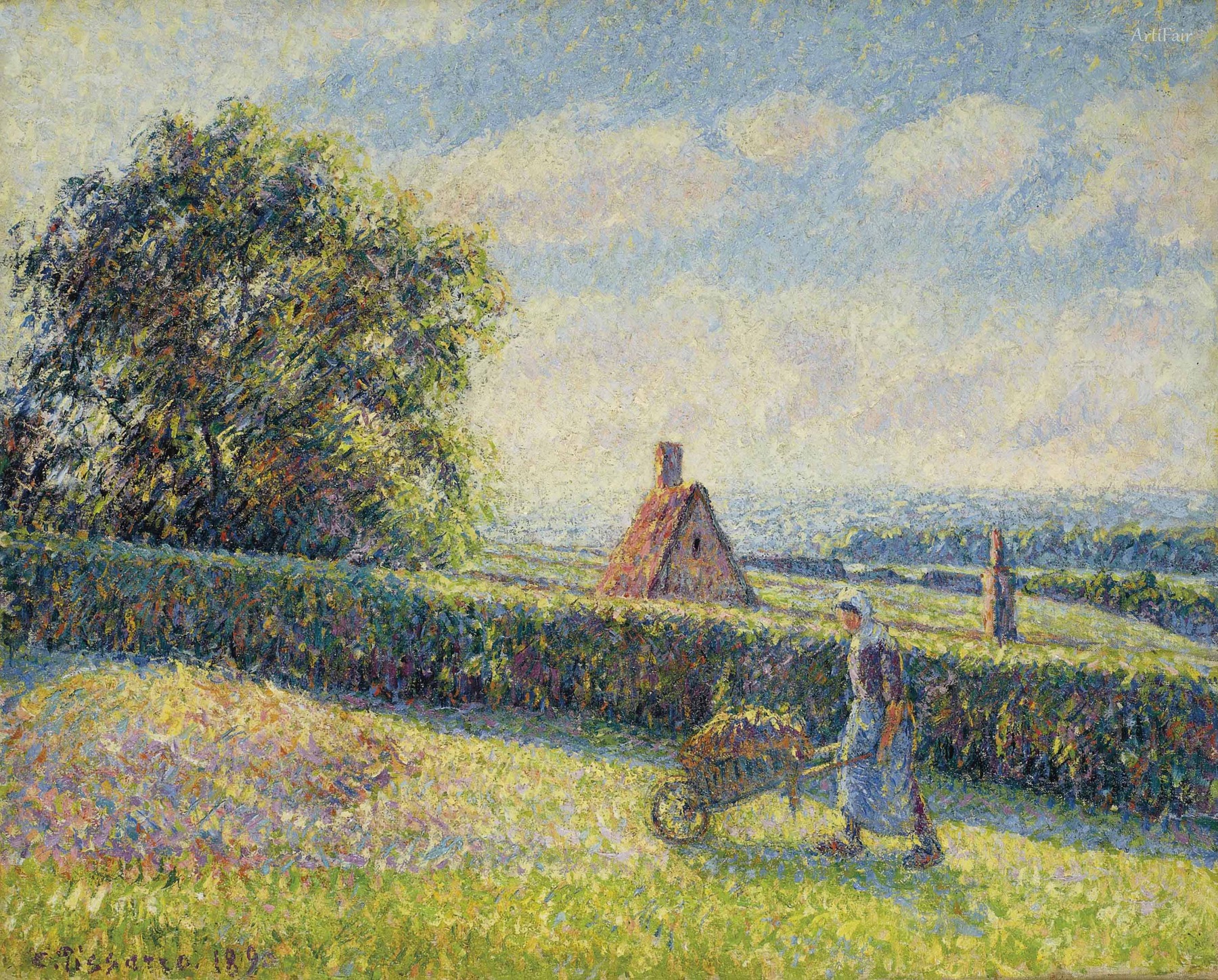 Woman Pushing a Wheelbarrow, Eragny