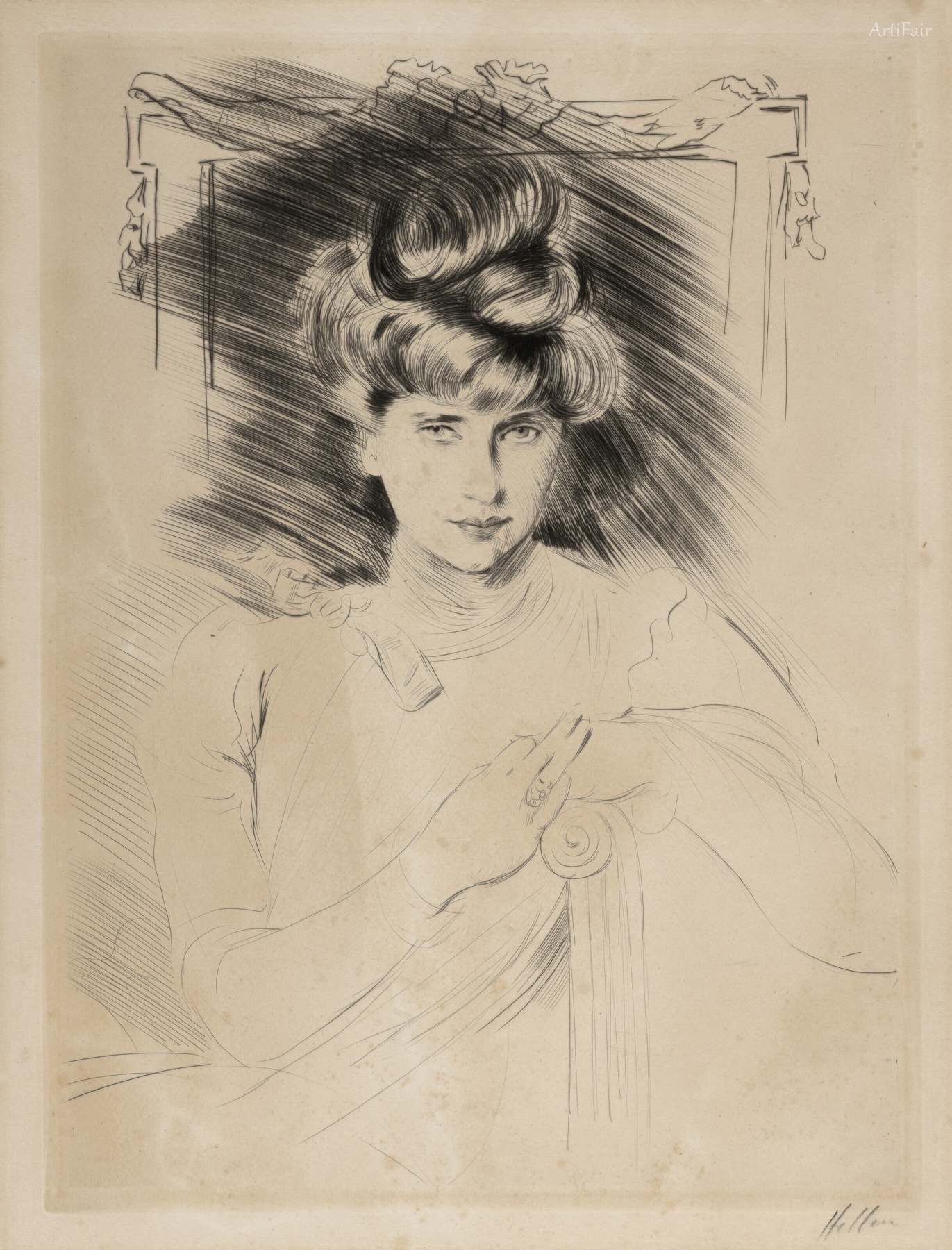 Portrait of a Seated Woman Facing Forward