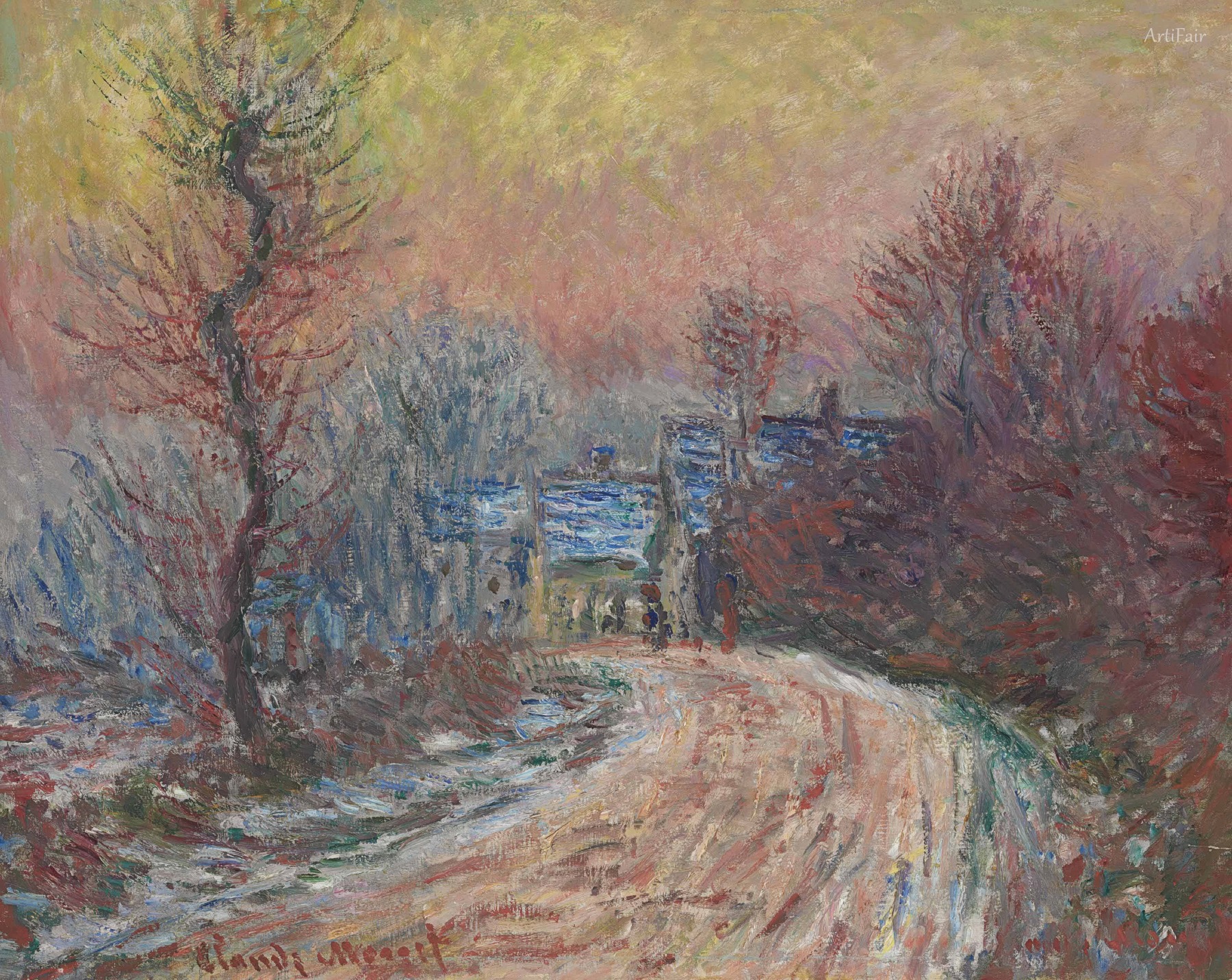 Road to Giverny in Winter, Sunset