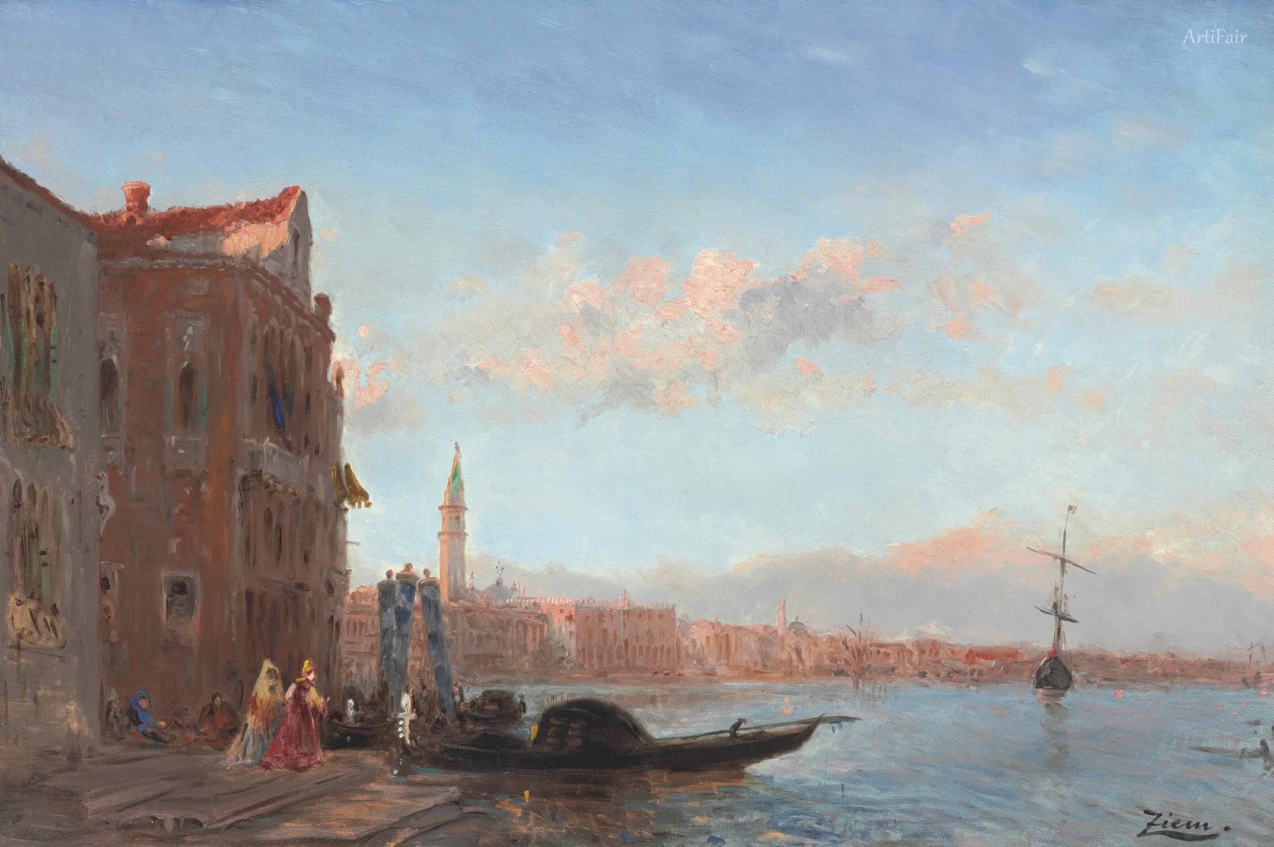 Figures Leaving a Palace, Canal della Grazia