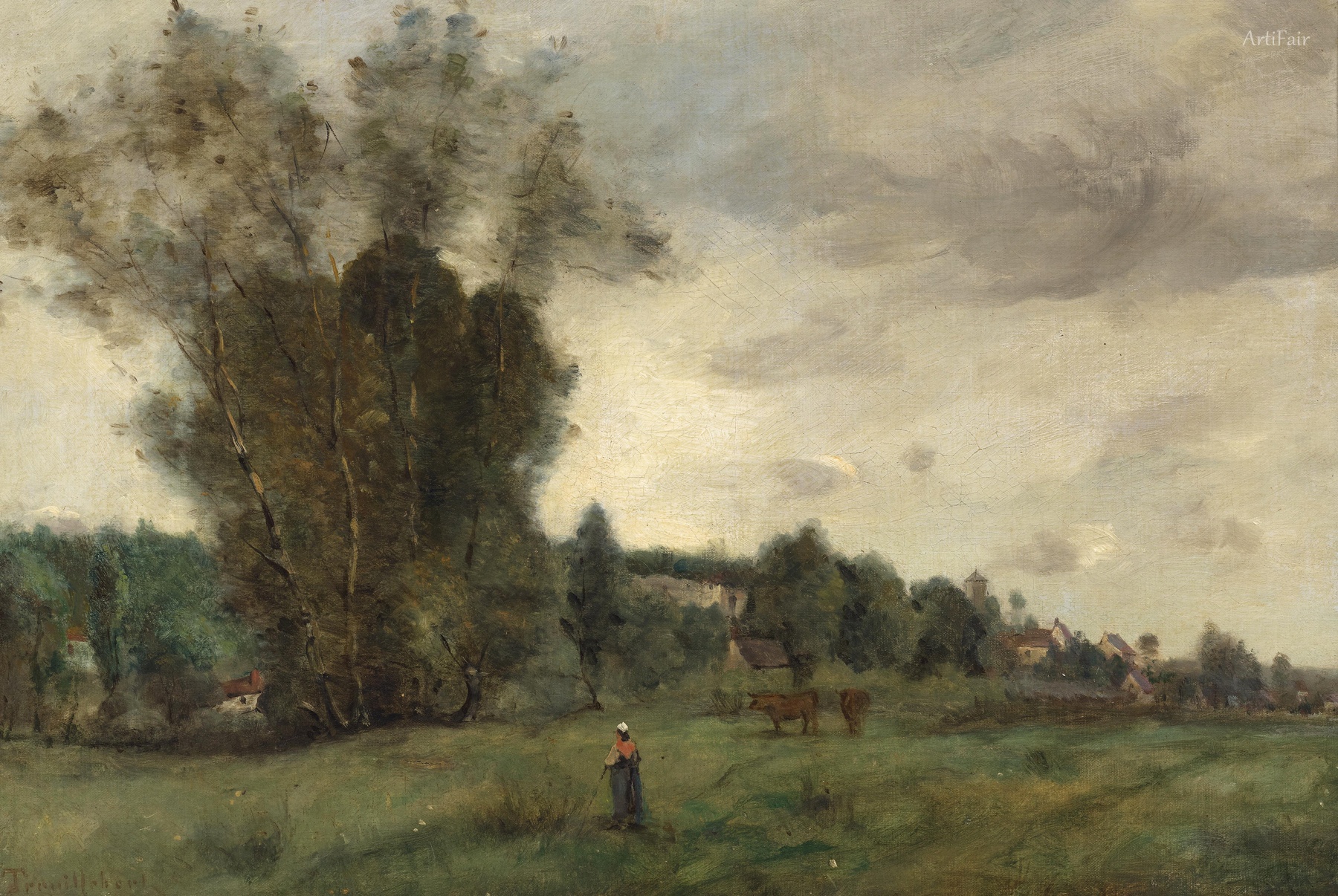 Landscape with cows grazing