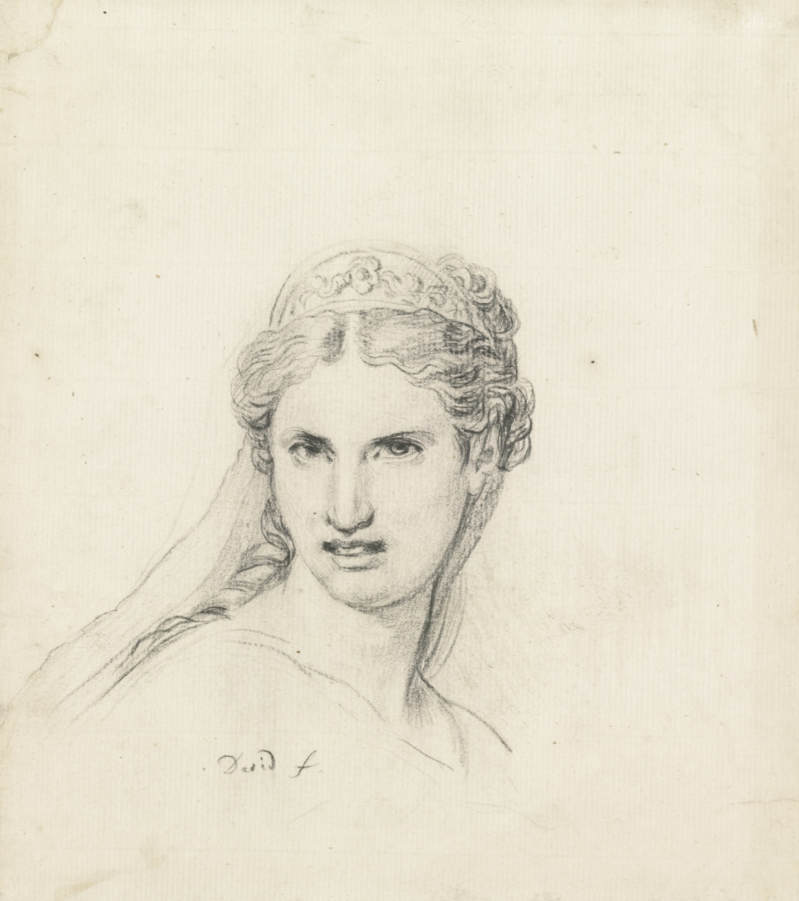 Study of a Woman, Head and Shoulders, Wearing an Antique Diadem