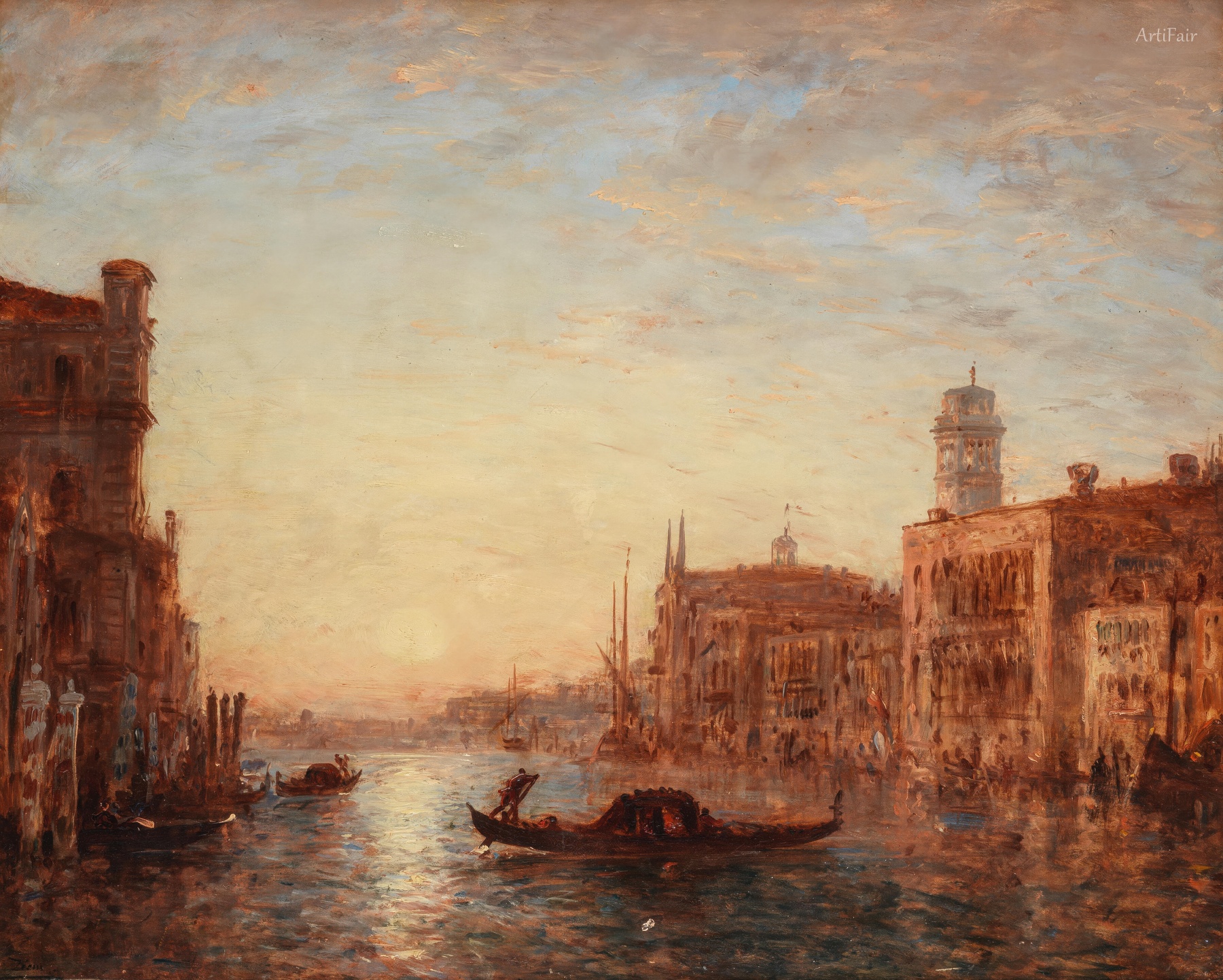 Gondolas Crossing the Grand Canal, Venice