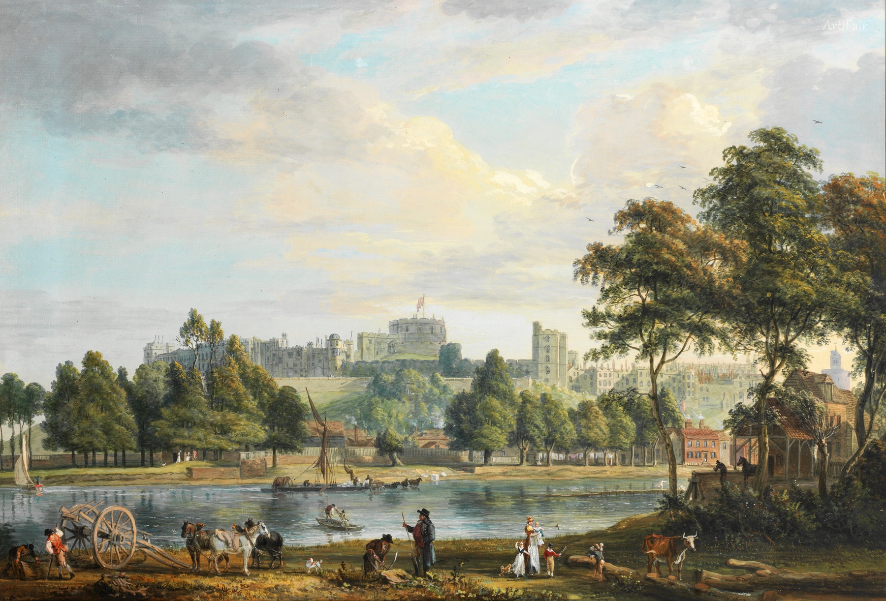 Windsor Castle from the Thames with Figures in the Foreground